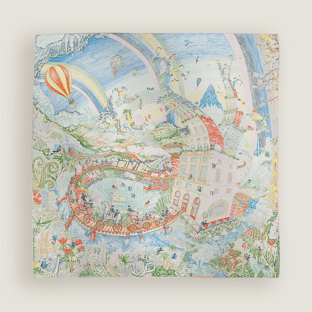 Les Folies du Faubourg scarf 90 - Green | Hermès Canada